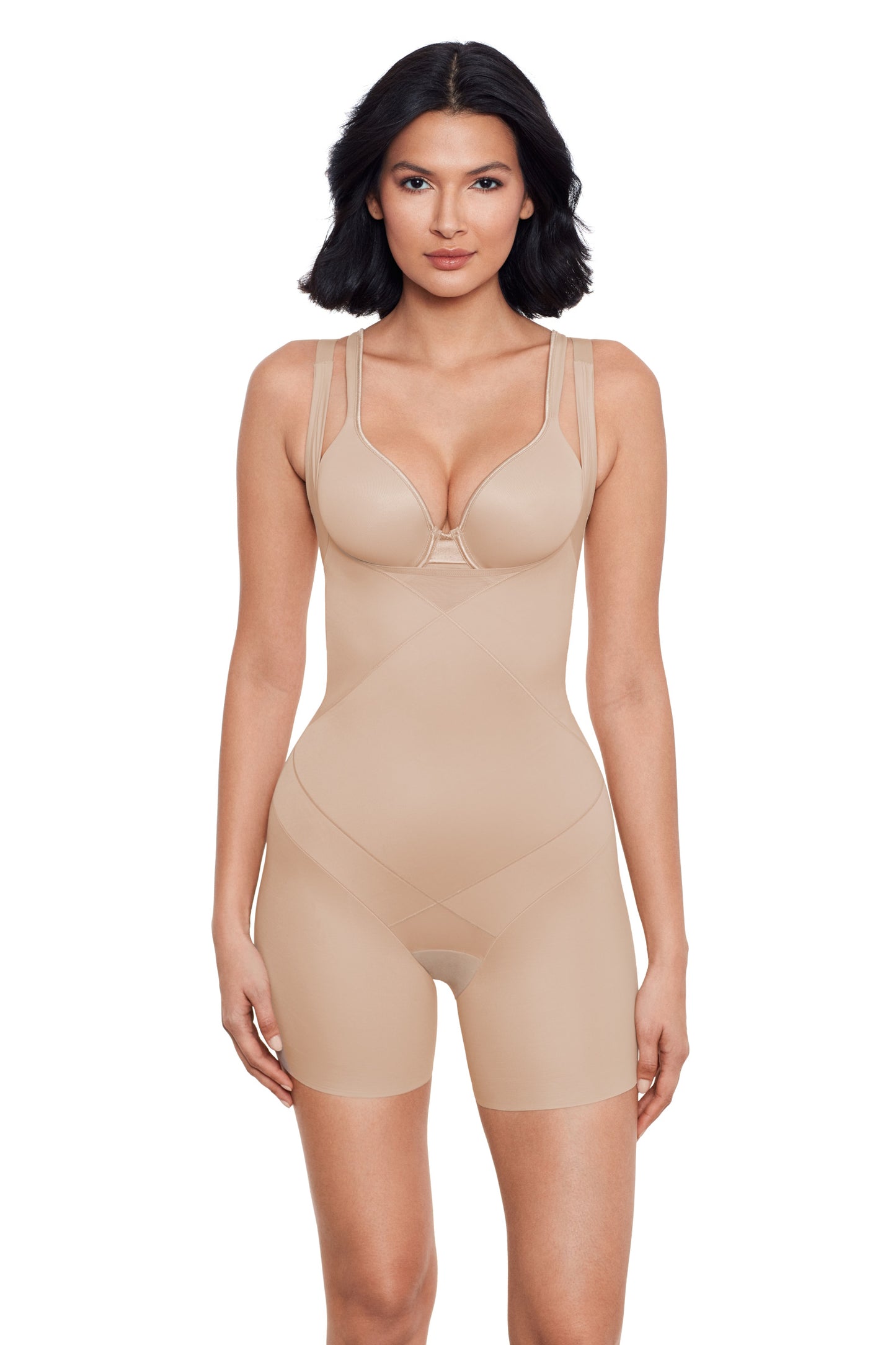 Open-Bust Mid-Thigh Shaping Bodysuit